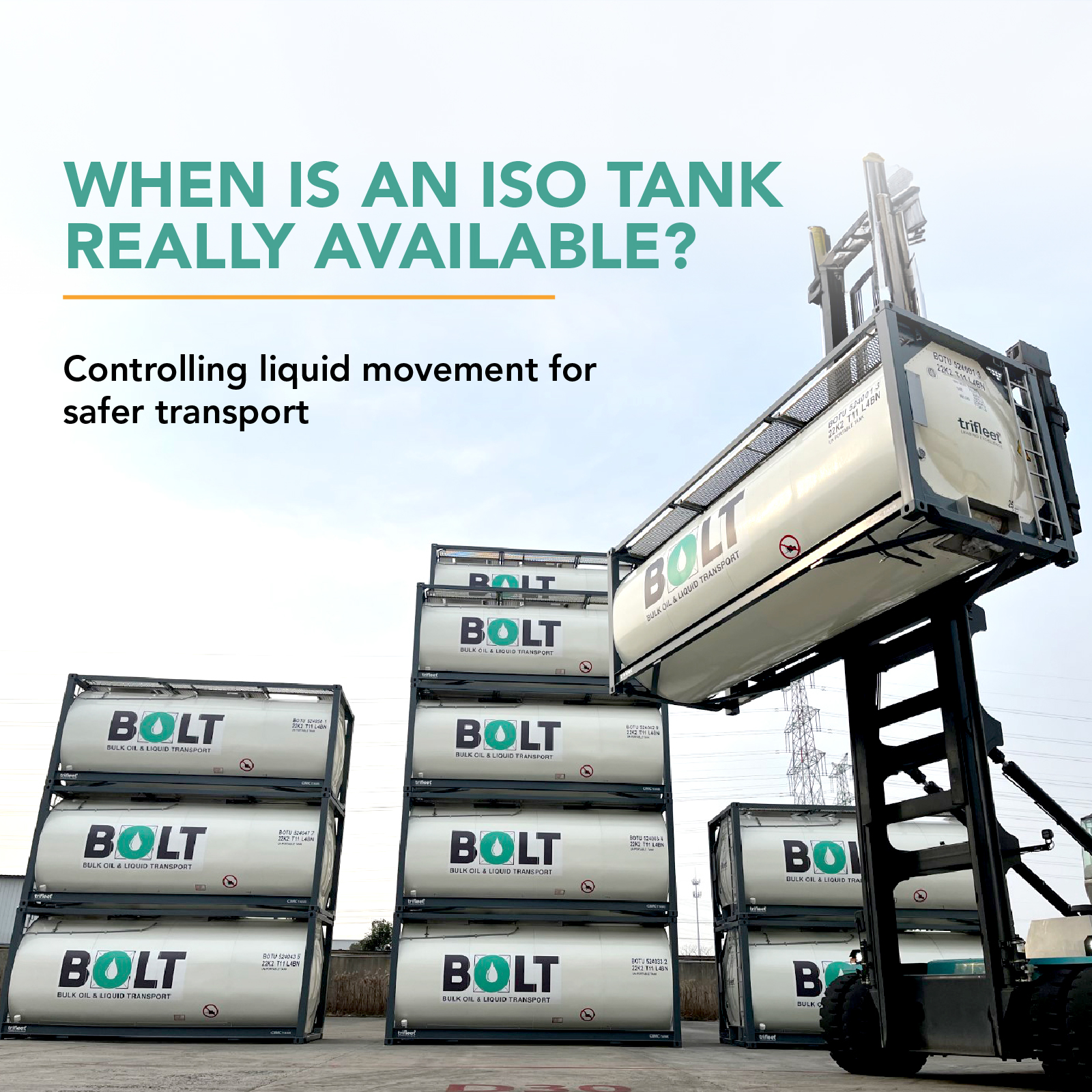 ISO tank fleet showing different stages of availability, positioning and global transportation